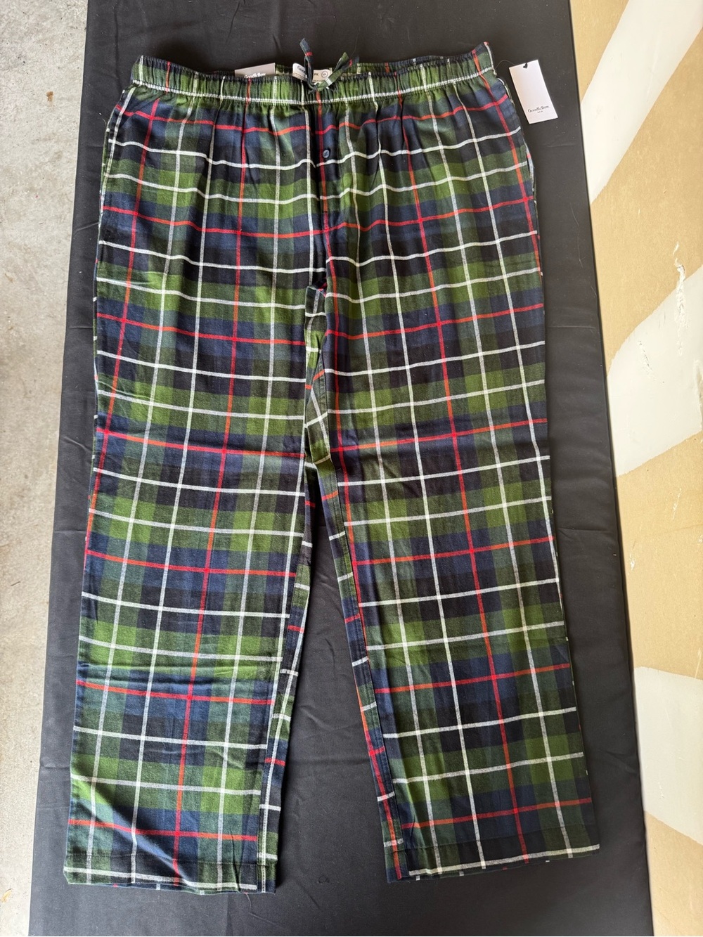 NWT Goodfellow & Co Men's XXL Flannel Pajama Pants Green Plaid Lounge Pants